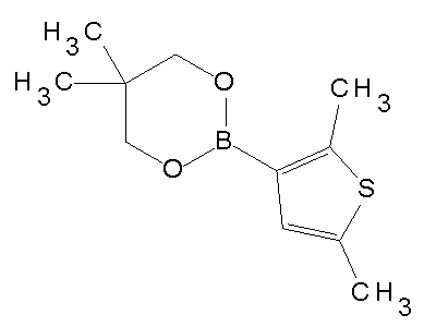 Chemical structure of 5,5-dimethyl-2-(2,5-dimethylthien-3-yl)-1,3,2-dioxaborinane