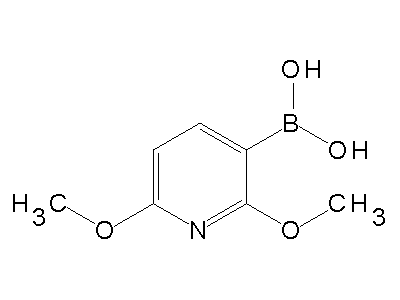 Chemical structure of 2,6-dimethoxy-5-pyridine boronic acid