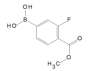 Chemical structure of 3-fluoro-4-carbomethoxybenzeneboronic acid