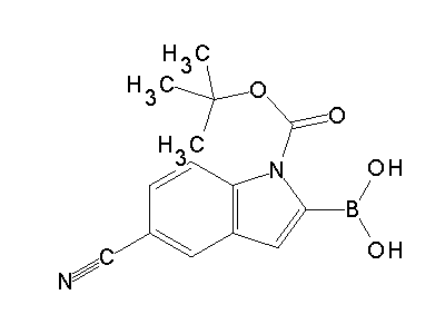Chemical structure of 1-Boc-5-cyanoindole-2-boronic acid