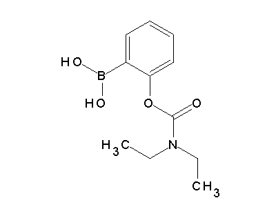 Chemical structure of 2-N,N-diethylcarbamyloxyphenyl boronic acid