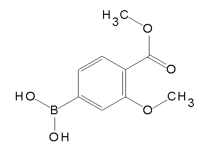 Chemical structure of 3-methoxy-4-methoxycarbonylphenylboronic acid