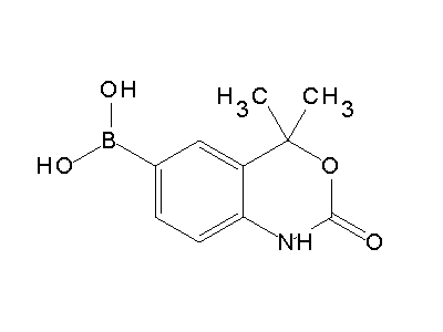 Chemical structure of (1,4-dihydro-4,4-dimethyl-2-oxo-2H-3,1-benzoxazin-6-yl)boronic acid