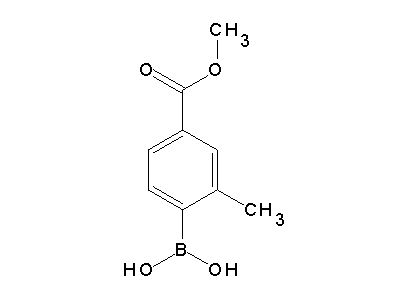 Chemical structure of (4-methoxycarbonyl-2-methylphenyl)boronic acid
