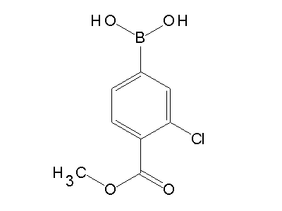 Chemical structure of 3-chloro-4-methoxycarbonylphenylboronic acid
