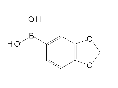 Chemical structure of 1,3-benzodioxole-5-boronic acid