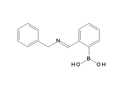 Chemical structure of (N-benzyl)benzylideneimine-2-boronic acid