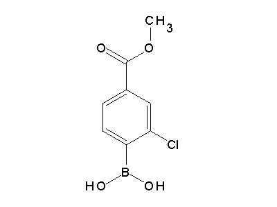 Chemical structure of methyl 4-borono-3-chlorobenzoate