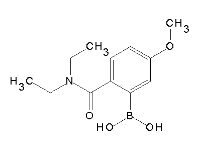 Chemical structure of 5-methoxy-2-(N,N-diethylcarboxamido)phenylboronic acid