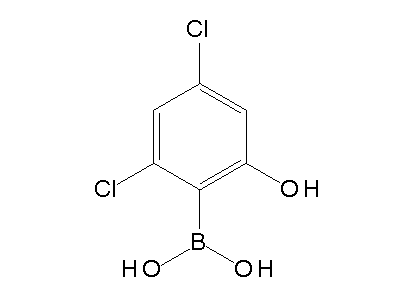 Chemical structure of 2,4-dichloro-6-hydroxyphenylboronic acid