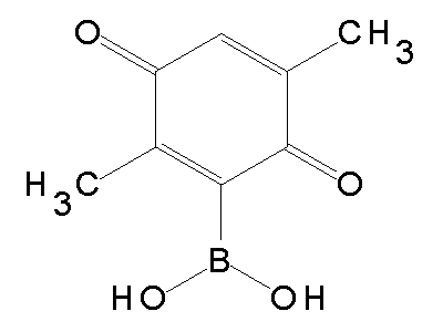 Chemical structure of 3,6-dimethyl-2-benzoquinonyl boronic acid