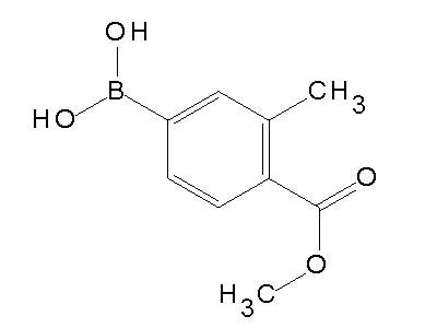 Chemical structure of 4-(methoxycarbonyl)-3-methylphenylboronic acid