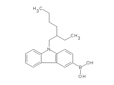 Chemical structure of 3-boronic-N-(2-ethylhexyl)carbazole