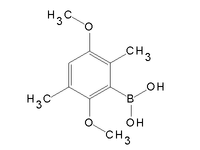 Chemical structure of 3,6-dimethyl-2,4-dimethoxyphenyl boronic acid