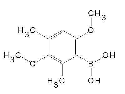 Chemical structure of 3,5-dimethyl-2,4-dimethoxyphenyl boronic acid
