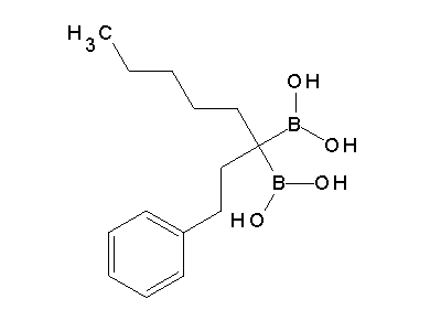 Chemical structure of 1-phenyloctane-3,3-diboronic acid