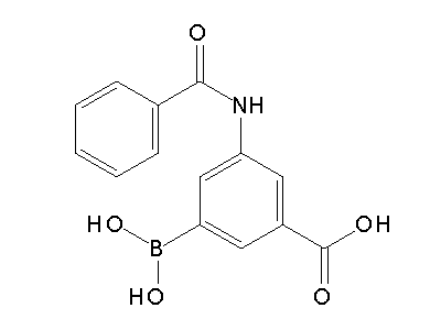 Chemical structure of 3-benzamido-5-boronobenzoic acid
