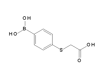 Chemical structure of 4-carboxymethylthiophenyl boronic acid
