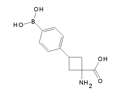 Chemical structure of 1-amino-3-(4-boronophenyl)cyclobutanecarboxylic acid