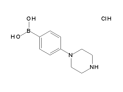 Chemical structure of 4-piperazin-1-ylphenylboronic acid hydrochloride