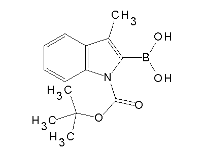 Chemical structure of N-Boc-3-methyl-indol-2-boronic acid