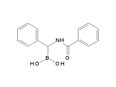 Chemical structure of 1-benzamido-1-phenylmethaneboronic acid