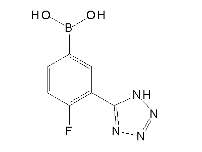 Chemical structure of 4-fluoro-3-(1H-tetrazol-5-yl)phenylboronic acid