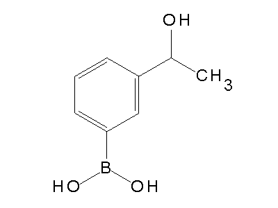 Chemical structure of 3-(1-hydroxyethyl)phenylboronic acid