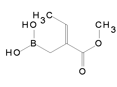 Chemical structure of (E)-2-(methoxycarbonyl)but-2-enylboronic acid