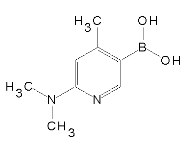 Chemical structure of 2-dimethylamino-4-methyl-5-pyridyl boronic acid