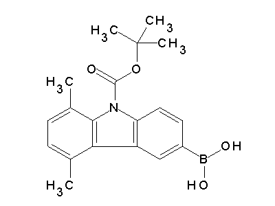 Chemical structure of 9-Boc-5,8-dimethyl-9H-carbazole-3-boronic acid