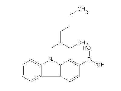 Chemical structure of 2-boronic-N-(2-ethylhexyl)carbazole