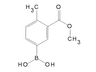 Chemical structure of 3-(methoxycarbonyl)-4-methylphenylboronic acid
