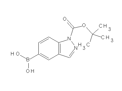 Chemical structure of N-Boc-indazole-5-boronic acid