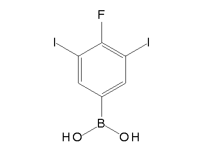 Chemical structure of 4-fluoro-3,5-diiodophenylboronic acid