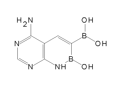 Chemical structure of 4-Amino-6-dihydroxyboryl-7-hydroxy-7,8-dihydro-7,8-borazarochinazolin