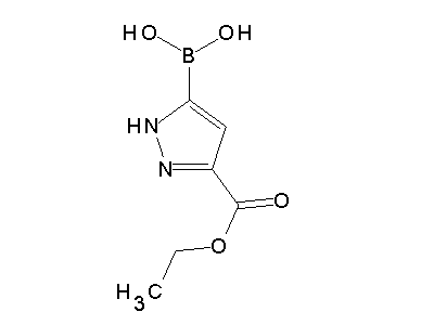 Chemical structure of 5-dihydroxyboranyl-1(2)H-pyrazole-3-carboxylic acid ethyl ester