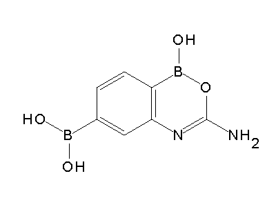 Chemical structure of 3-amino-6-dihydroxyboranyl-benzo[1,2,5]oxazaborinin-1-ol