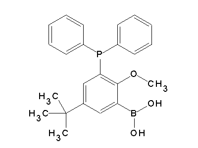 Chemical structure of 5-tert-butyl-2-methoxy-3-diphenylphosphinophenyl boronic acid