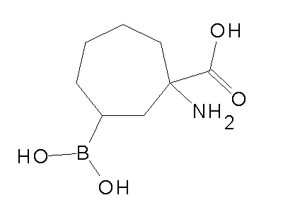 Chemical structure of 1-amino-3-boronocycloheptane-1-carboxylic acid