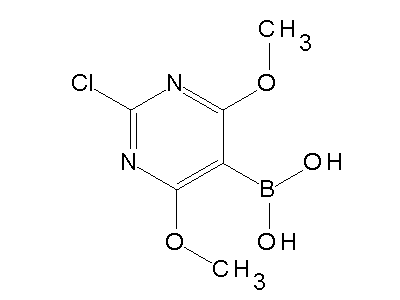 Chemical structure of (2-chloro-4,6-dimethoxypyrimidin-5-yl)boronic acid