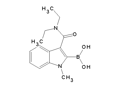 Chemical structure of 3-(diethylcarbamoyl)-1-methyl-1H-indol-2-ylboronic acid