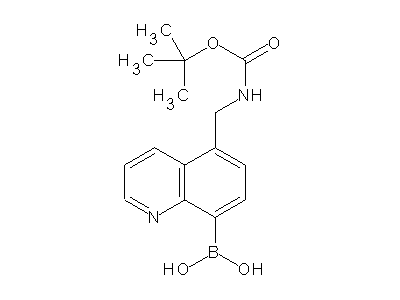 Chemical structure of 5-(tert-butoxycarbonylamino-methyl)-8-quinolineboronic acid