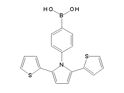 Chemical structure of 4-(2,5-di(thiophen-2-yl)-1H-pyrrol-1-yl)phenylboronic acid