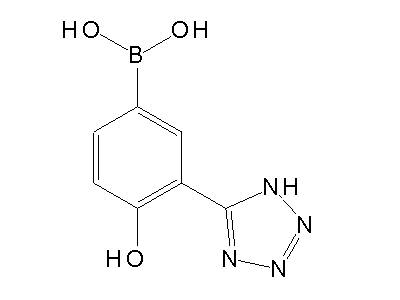 Chemical structure of 5-[2-hydroxy-5-(boronic acid)-phenyl]-1H-tetrazole
