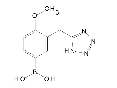 Chemical structure of 5-[2-methoxy-5-(boronic acid)-benzyl]-1H-tetrazole
