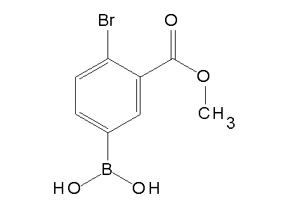 Chemical structure of (4-bromo-3-methoxycarbonylphenyl)boronic acid