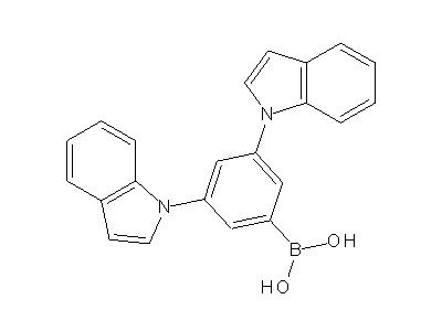 Chemical structure of 3,5-bis(1-N-indolyl)-1-phenylboronic acid