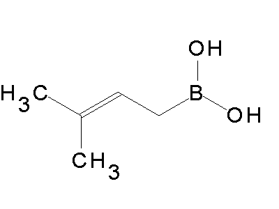Chemical structure of 3-methylbut-2-enylboronic acid