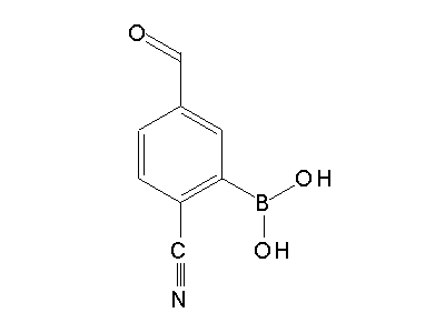 Chemical structure of 2-cyano-5-formylphenylboronic acid